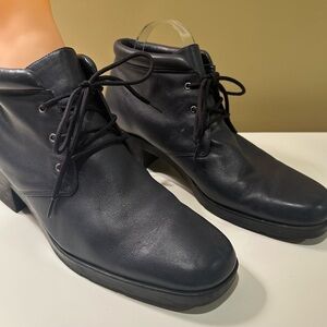 Casual Navy Blue Lace-Up Women's Ankle Boots